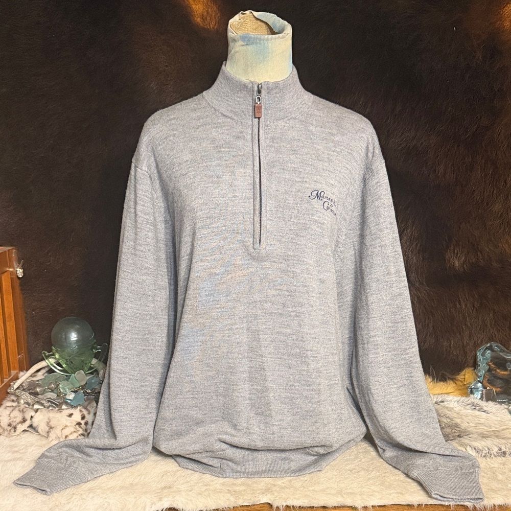 Men's Gray Half-Zip merino wool Sweater L (4000)